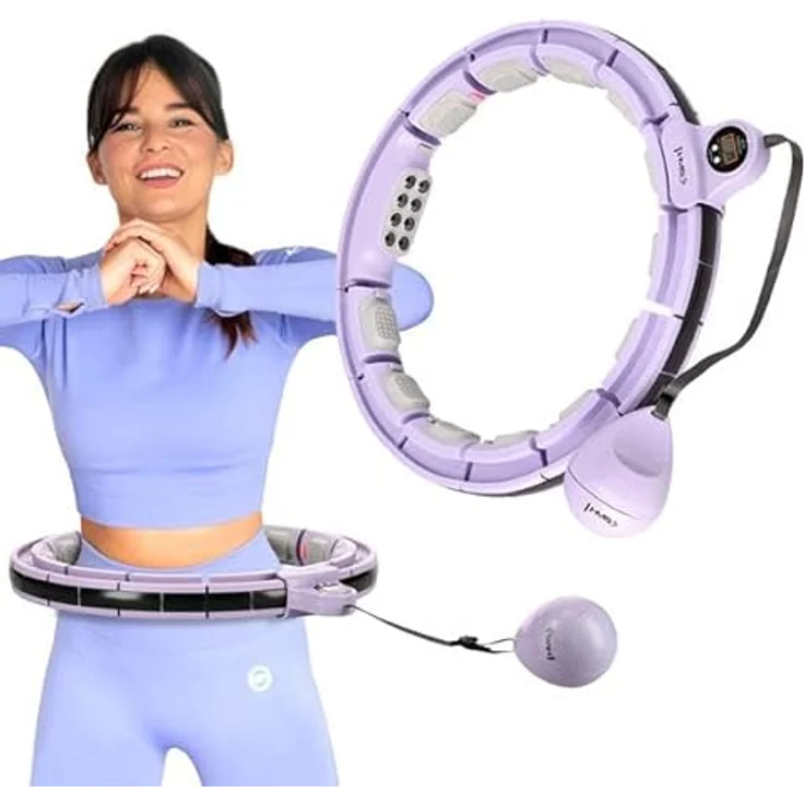 HMS Hula-Hoop-Reifen HHM13 Violett mit Magneten, Gewicht, Massagepunkten und Zähler – Bild 2