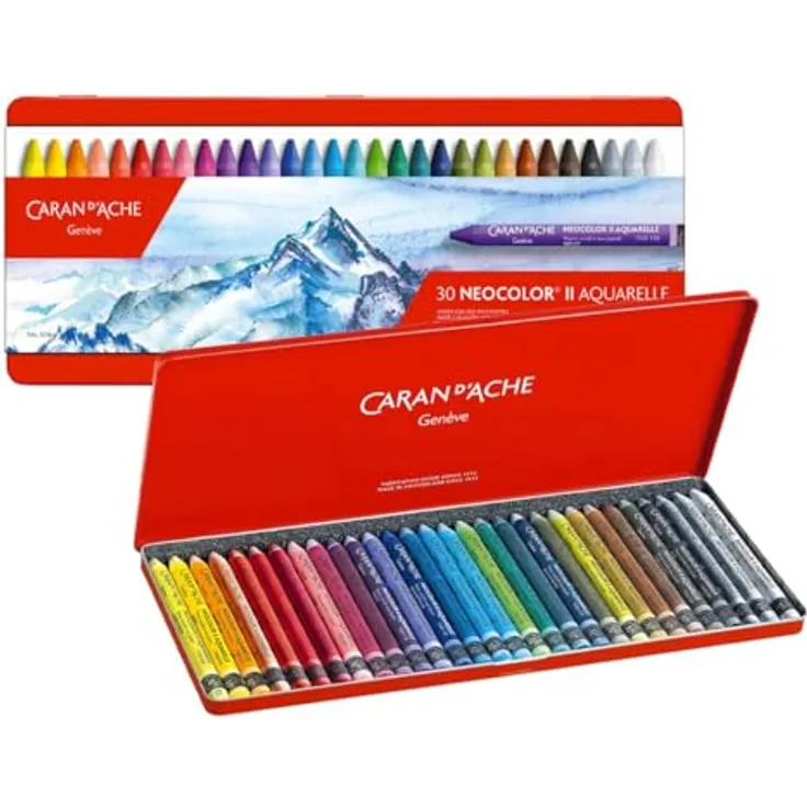 Caran d'Ache 7500330 Buntstifte, Wasservermalbar, 30er Set in Pastellfarben