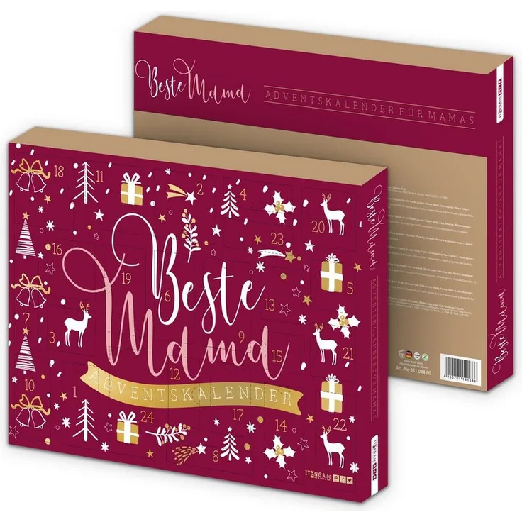 itenga Adventskalender Beste Mama rot gold, mit 24 Überraschungen - Preisvergleich