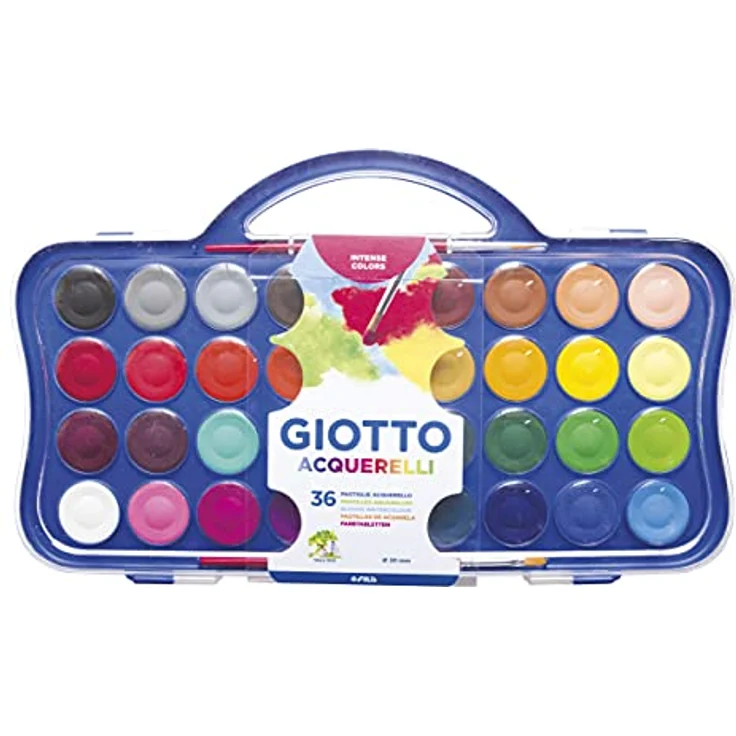 GIOTTO Aquarellstifte, 36 Farben mit 2 Pinseln, 30 mm, hochdeckend und intensivfarben – Bild 1