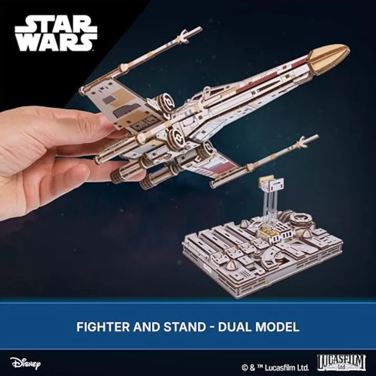UGEARS Star Wars ™ X-Wing Starfighter von Luke Skywalker ™ – 3D Puzzle Holz Modellbausatz mit beweglichen S-Flügeln, kein Kleber erforderlich – Bild 5