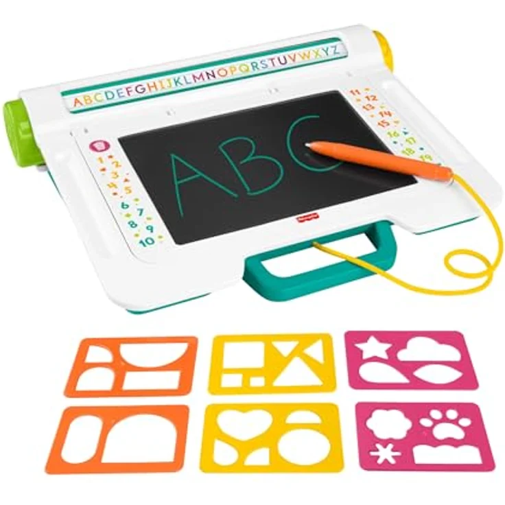 Fisher-Price® Doodle Pro Lernstation, abwischbares Zeichenbrett mit Stylus-Stift und 6 Schablonen, ideal für kreative Kinder – Bild 1