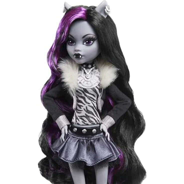 Mattel® Anziehpuppe Monster High "Reel Drama" Sammlerpuppe Clawdeen Wolf, Schwarz-Weiß mit einzigartiger Graustufen-Ästhetik und exklusivem Zubehör – Bild 3