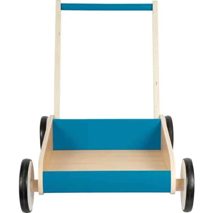 Small Foot Lauflernwagen Petrolblau, robuster Schiebewagen aus Holz mit großer Ladefläche ab 12 Monaten – Bild 2