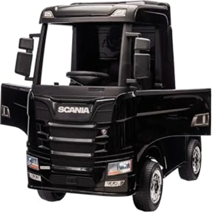 ES-TOYS Lizenzierter SCANIA R Series Kinder-Elektro-LKW, 4-Motoren, 2x12V Akku, 2.4G, EVA-Reifen, Ledersitz schwarz – Bild 1