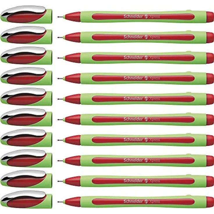 Schneider 190002 Xpress Fineliner (Strichstärke 0,8 mm, dokumentenecht) 10er Packung rot