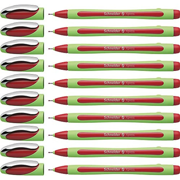 Schneider 190002 Xpress Fineliner (Strichstärke 0,8 mm, dokumentenecht) 10er Packung rot – Bild 1