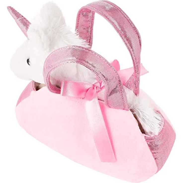 BRUBAKER Einhorn Tasche Weiß - 20 cm - Plüschtier in Handtasche - Plüsch Stofftier Kuscheltier - Rosa – Bild 4