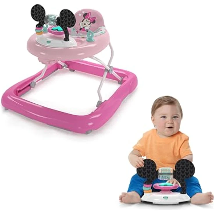 Bright Starts, Disney Baby, Minnie Mouse, Tiny Trek, Forever Besties, 2 in 1 Lauflernhilfe mit abnehmbarer Spielstation, Lichtern und Liedern, höhenverstellbar, Minnie Maus, 12825, pink – Bild 9