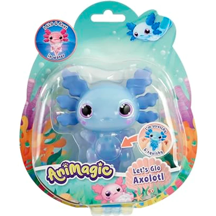 Animagic Let’s Glo Axolotl Blau, Elektronisches Haustier mit Licht- und Schwimmfunktion, Sensorisches Spielzeug für Kinder ab 4 Jahren – Bild 1