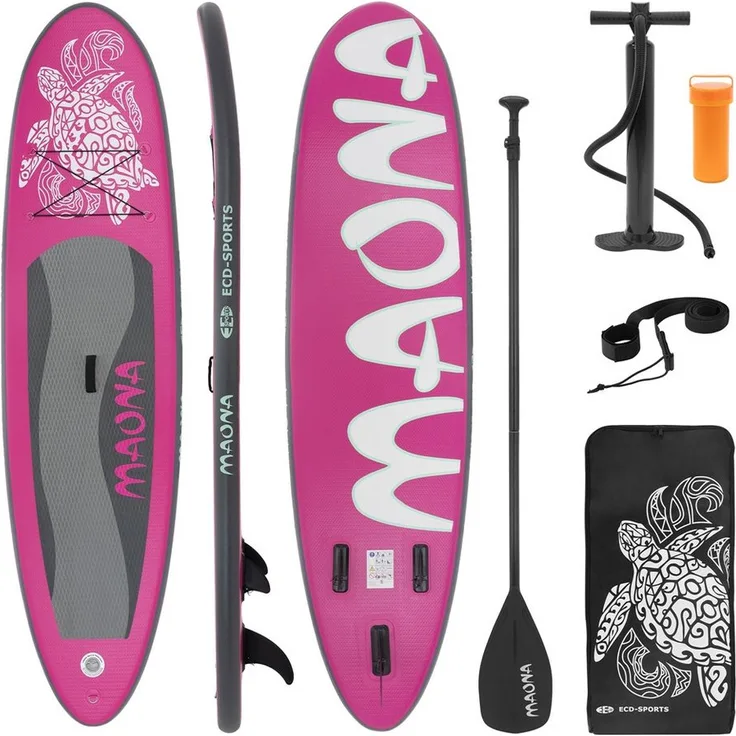ECD Germany SUP-Board, aufblasbares Paddelboard mit Anti-Rutsch Belag, 308 cm, rosa, Komplettset für bis zu 120 kg
