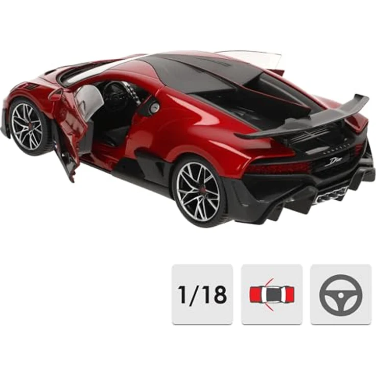Bburago Bugatti Divo, Modellauto 1:18, rot, mit öffnenden Türen und Motorhaube, 25 cm, Sammler-Edition – Bild 4