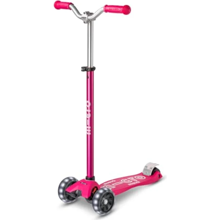 Micro maxi micro deluxe pro LED, Kickboard mit breiten LED-Vorderrädern, rutschfestem Trittbrett und höhenverstellbarem Chopper-Lenker – Bild 1