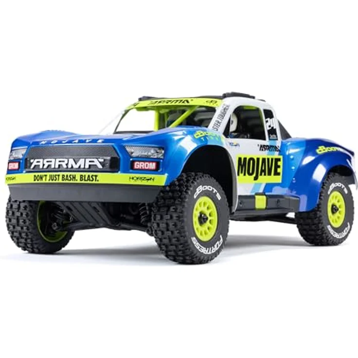 ARRMA Mojave Grom Ferngesteuertes Auto, RC Auto 1/18, Brushless Motor über 30 km/h, inkl. Akku und Zubehör, Blau-Weiß – Bild 1