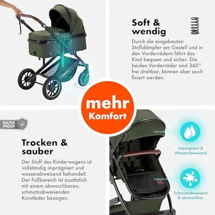 Daliya FLEXI-PRO M 3in1 Kinderwagen & Buggy mit i-Size Babyschale, Memory-Knöpfen, leicht und großem Einkaufskorb – Bild 5