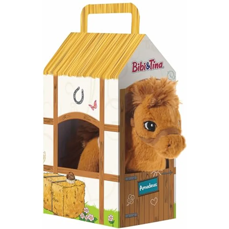 Bibi & Tina GRS/PET Pferd Amadeus, Plüschtier im Stall, kuschelig und detailreich