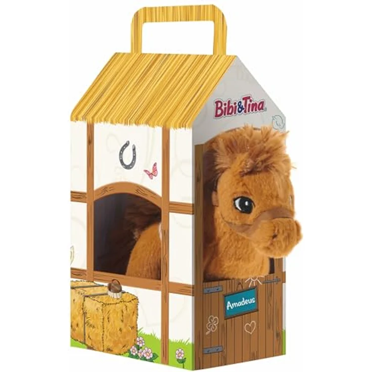 Bibi & Tina GRS/PET Pferd Amadeus, Plüschtier im Stall, kuschelig und detailreich – Bild 1