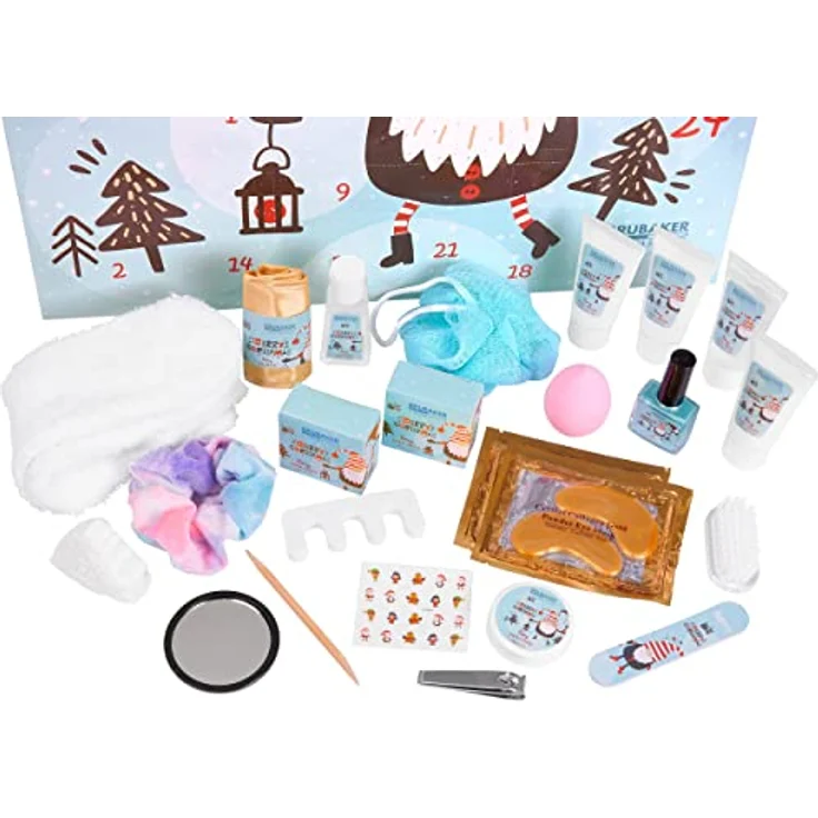 BRUBAKER Cosmetics Beauty Adventskalender XXL, 24x Körperpflege Produkte & Spa Accessoires, beerenfrischer Duft, für Frauen – Bild 8