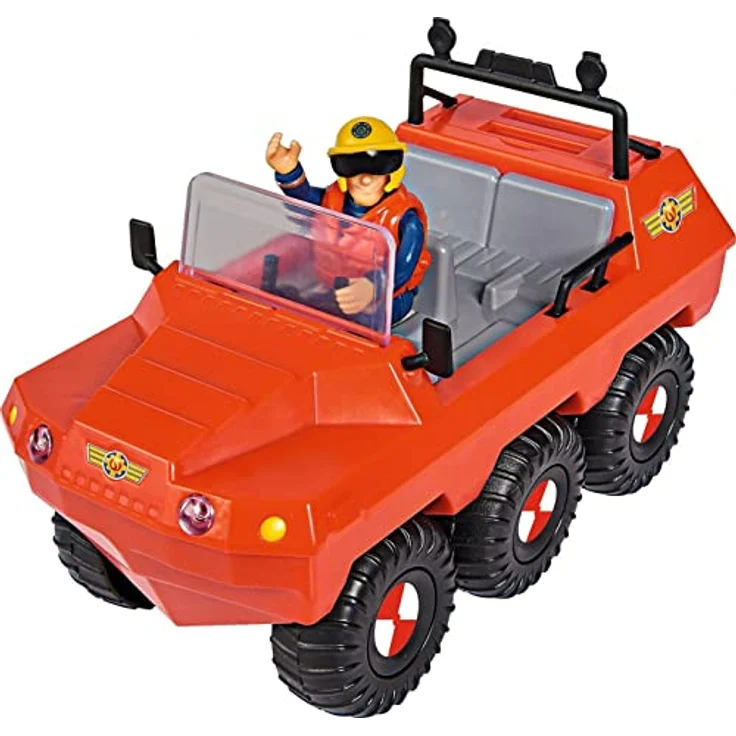 SIMBA Feuerwehrmann Sam Hydrus, Amphibien-Spielzeug-Auto mit 1 Figur und Zubehör, 20 cm – Bild 3