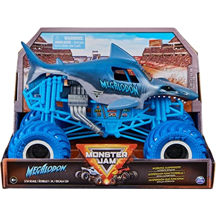 Monster Jam, offizieller Megalodon Monster Truck, Druckguss-Fahrzeug zum Sammeln im Maßstab 1:24, Spielzeug für Kinder ab 3 Jahren – Bild 1