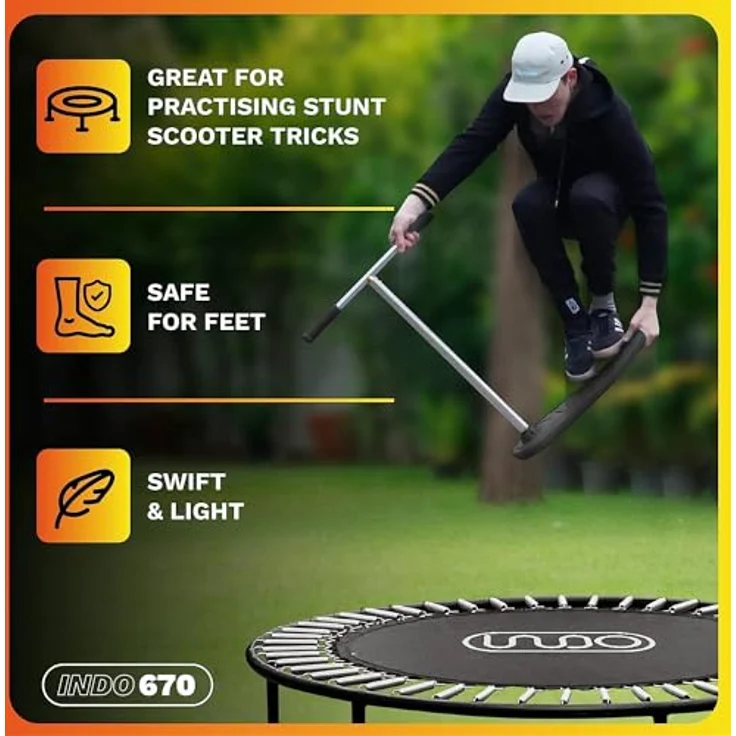 INDO Stuntscooter Indo X70 Trampolin Stunt-Scooter Trick Trainer H=72cm 670, Trick-Scooter für Trampoline, blau – Bild 4