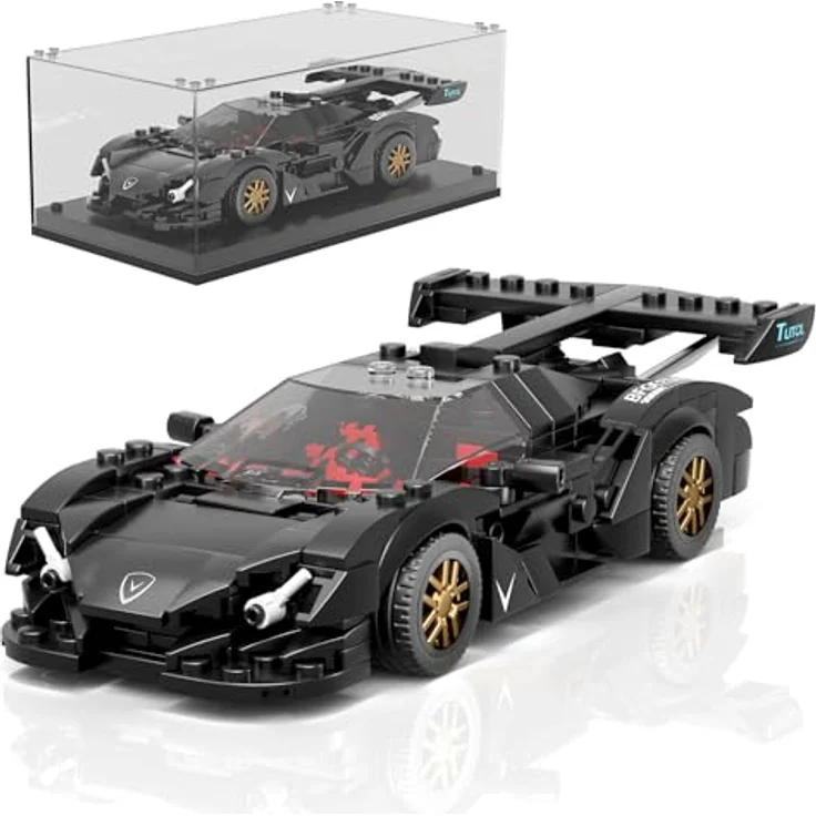 Mould King 27061 Technik Speed Champion Sportwagen Bauspielzeug, 325 Teile mit Acryl Vitrine, umweltfreundliche Klemmbausteine – Bild 1