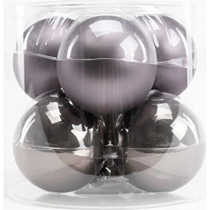 TrendLine Weihnachtskugeln aus Glas Ø80mm 6 STK warmgrau Christbaumkugeln Xmas – Bild 1
