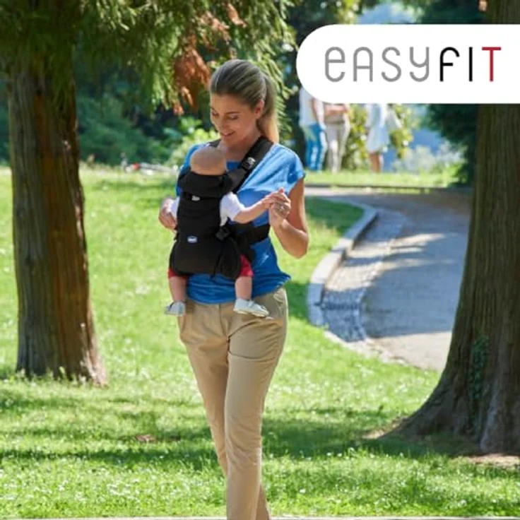 Chicco Babytrage Easy Fit, ergonomische Bauchtrage für Neugeborene bis 9 kg, Schwarz – Bild 2