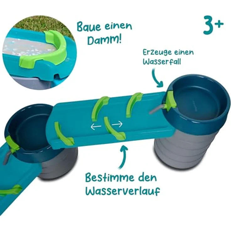 AquaPlay Mudway Stream, kombinierte Wasser- und Sandspielbahn mit 3m Wasserbahn, Schleusen und Becken, flexibles Stecksystem, wetterfest, für Kinder ab 3 Jahren – Bild 2