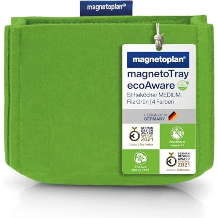 magnetoplan Stiftehalter magnetoTray medium, magnetisch, aus recyceltem PET-Filz, grün, 13 x 6 x 10 cm – Bild 1