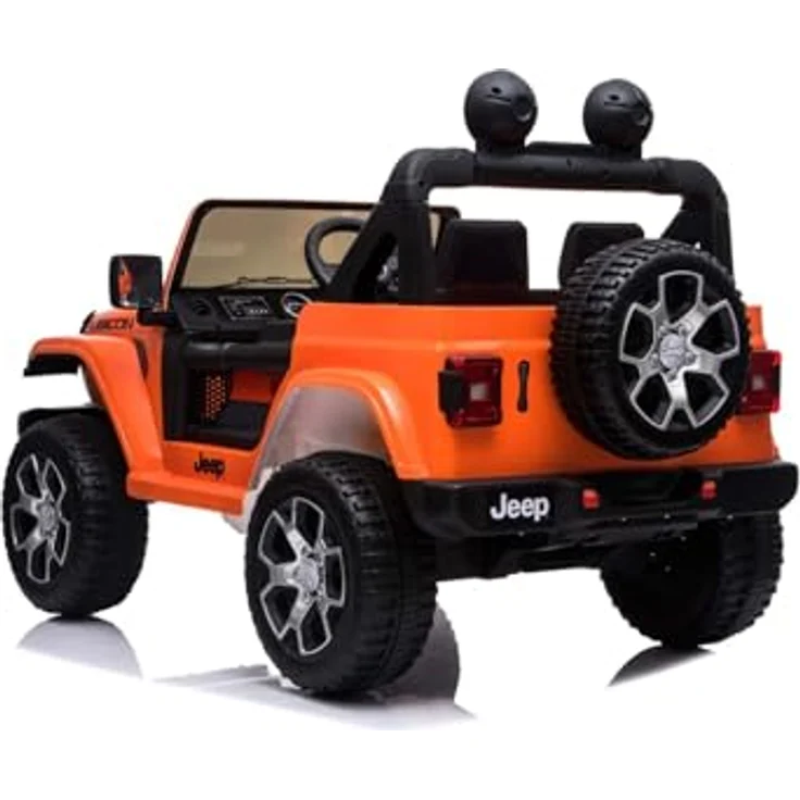 Beneo RIRICAR Elektroauto für Kinder Jeep Wrangler 12V, orange, 2-sitzer mit 2,4-GHz-Fernbedienung, Bluetooth-Radio, Lithium-Akku und EVA-Rädern, geeignet für Kinder von 3-8 Jahren – Bild 8