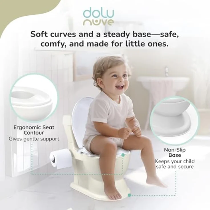 Dolu 2 in 1 Lerntoilette, beige Töpfchen mit integrierter Warnung vor Knopfzellen – Bild 6