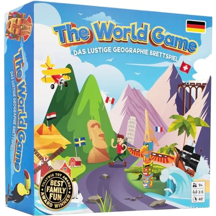 The World Game, Lustiges Geographie Brettspiel für 2-5 Spieler, über 1500 Länderfakten, pädagogisch wertvoll für Kinder ab 9 Jahren, Deutsche Variante