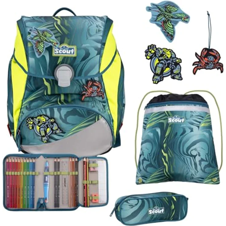 SCOUT Alpha Set 4-teilig Action, Schulranzen mit reflektierenden Elementen, 28 x 40 x 17 cm – Bild 1