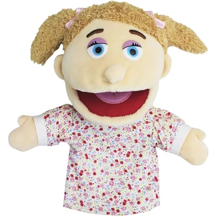 LOMTRATS Familie Handpuppen, Opa, Oma, Papa, Mama, Tochter, Sohn mit beweglichem Mund, 30 cm, ideal für Storytelling und Unterricht – Bild 1