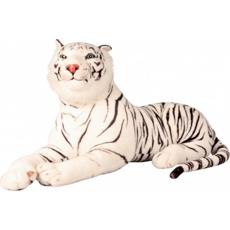 Geschenkestadl XXL Tiger Plüschtier Weiss 1,10 m Kuscheltier aus weichem Polyesterplüsch