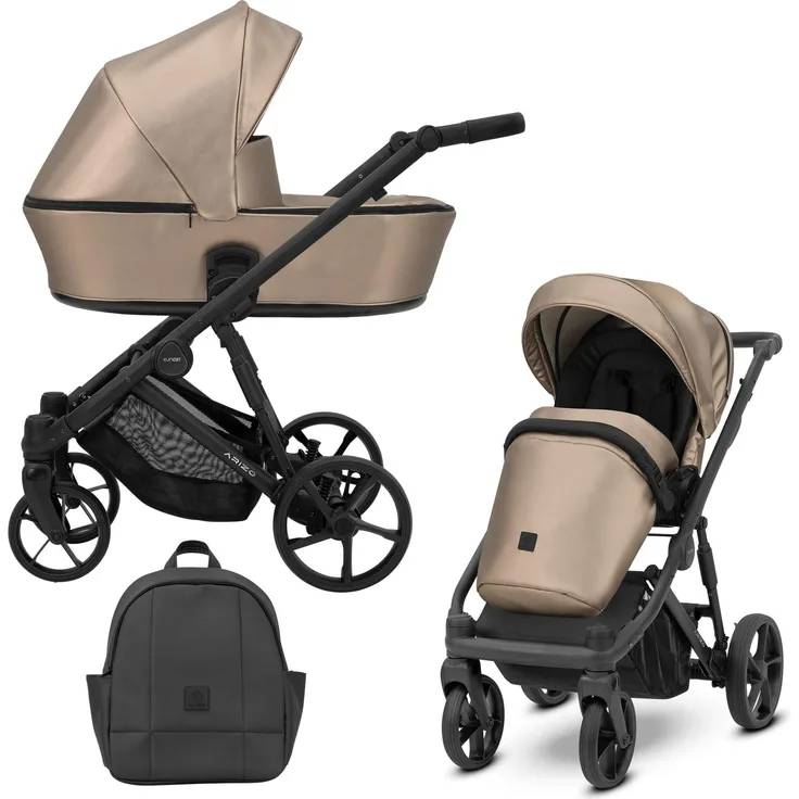 Kunert Arizo 2in1 Kombikinderwagen, Öko-Leder in Cappuccino mit Tragetasche und Zubehör