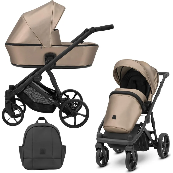 Kunert Arizo 2in1 Kombikinderwagen, Öko-Leder in Cappuccino mit Tragetasche und Zubehör