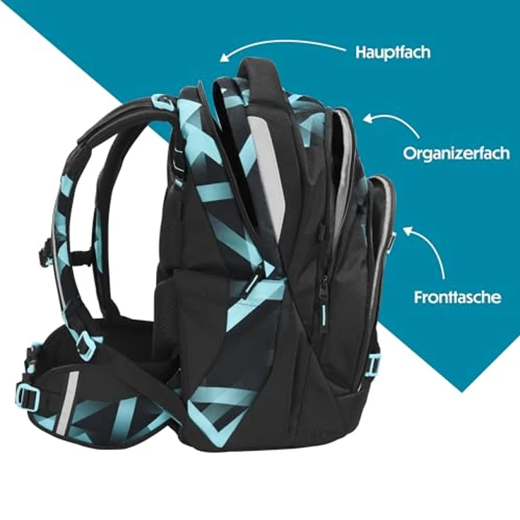 coocazoo Schulrucksack MATE, Laser Lights, ergonomisch mit Easy-Grow-System, 30 Liter Volumen, individuell gestaltbar – Bild 3