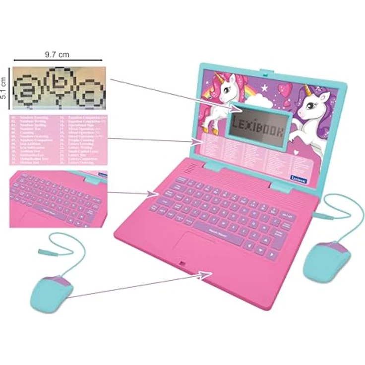 Lexibook Spielzeug-Computer, Lernspielzeug mit interaktiven Lernspielen, blau – Bild 3