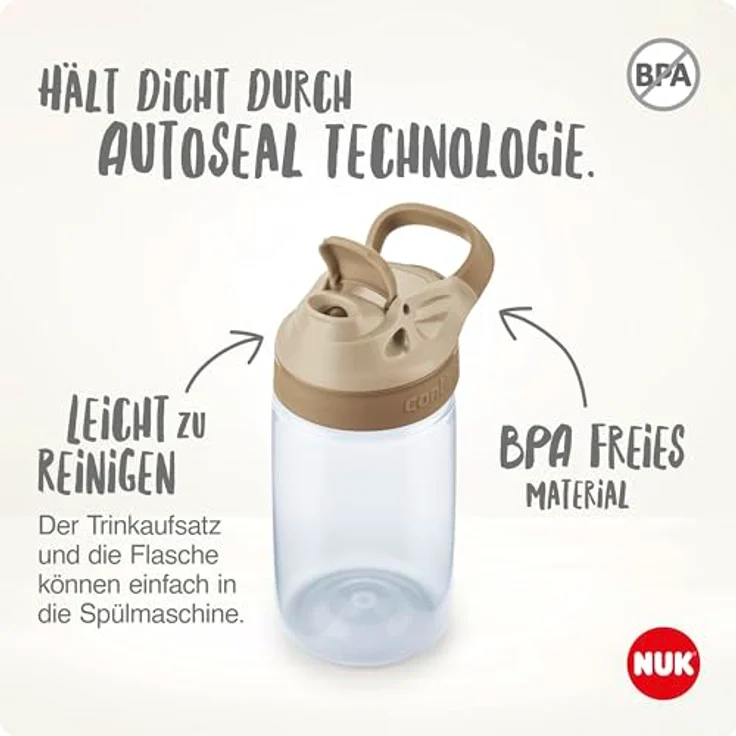 NUK By Contigo Easy Sip Cup, Schmetterlinge, blau | Trinkflasche für Kinder (ab 4 Jahren) | auslaufsicher | Hergestellt aus strapazierfähigem Tritan | BPA-frei | spülmaschinenfest | 420 ml | Natur – Bild 4