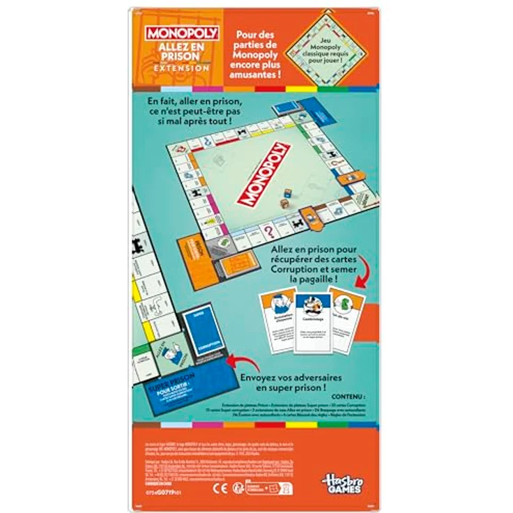 Hasbro Gaming Monopoly Erweiterung Prison, Regeln für Gefängnisfelder angepasst, verkürzt die Spieldauer um die Hälfte – Bild 8