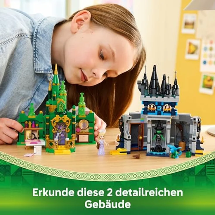 LEGO Wicked Emerald City & Kiamo Ko Castle, Bau- und Spielset mit Elphaba- und Glinda-Minifiguren, fliegendem Affen und Zubehör, für Kinder ab 9 Jahren, 75689 – Bild 4