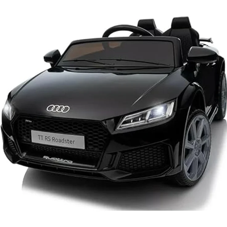 FINOOS Kinder elektroauto A.U.D.I. TTRS 12V Elektroauto für Kinder, mit Fernbedienung 2,4GHz, Akku: 12V, 4,5Ah, 2 x Motor 30 Watt (Schwarz) - Elektroauto für Kinder mit A.U.D.I. Lizenz, Fernbedienungs- und elektrischer Modus, verstellbarem Sicherheitsgurt, Ein-Knopf-Start und umgekehrten Doppeltüren – Bild 1
