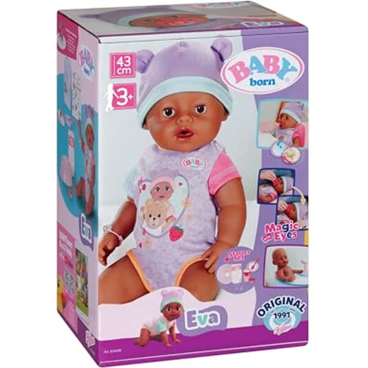Baby Born Babypuppe Eva, 43 cm (Set, 11-tlg) mit magischem Fütterspiel und interaktiven Funktionen, von Baby Born – Bild 11