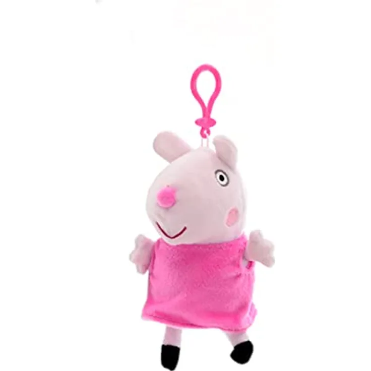Peppa Pig Plüschanhänger (14cm) (Luzie Locke) - Kuscheltier mit Reißverschlussfach, Polyester, Pink