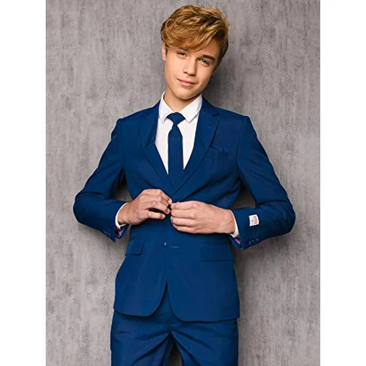 OppoSuits Dunkelblauer Konfirmationsanzug für Jungen, Slim-fit, inkl. Clip-Kravatte, Größe 146-152 – Bild 4