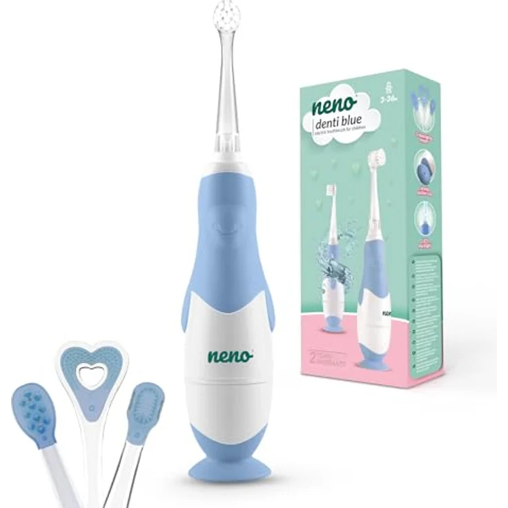 NENO Denti Blue, elektronische Zahnbürste für Kinder mit Saugnapf, LED-Hintergrundbeleuchtung und IPX 7 Wasserdichtheit – Bild 5