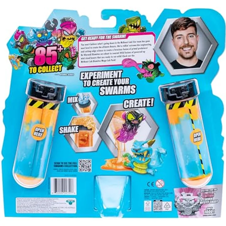 MRBEAST LAB Swarms, Atomic-Serie Mega-Labor-Packung, Experiment mit 2/12 Mini-Monster-Sammelfiguren (2,5 cm) zur Enthüllung, inkl. Limited Edition silberner Überraschungskoffer – Bild 5