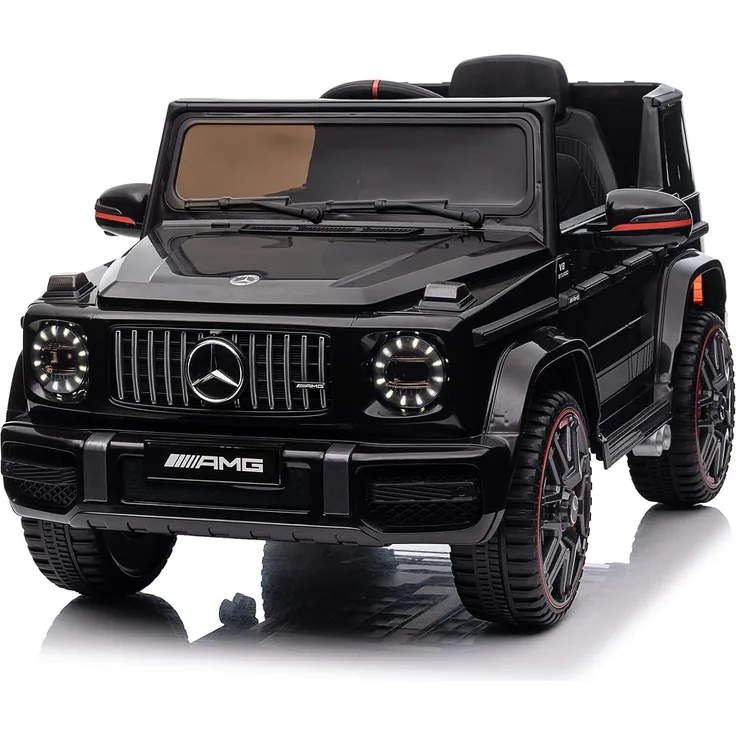 FCH Elektroautos für Kinder Mercedes Benz G63 AMG, 2-türiges Elektrofahrzeug mit 2,4G Fernbedienung und MP3, Schwarz
